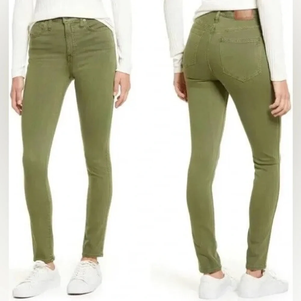 Madewell 10” High Rise Skinny Stretch Denim Jeans Green Women's size 27 - Picture 1 of 8